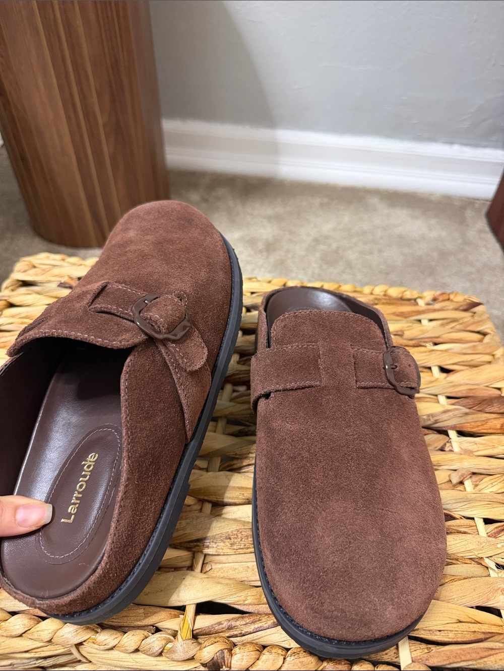 Larroude Brown Suede Slip-On Loafers with Buckle! BRAND NEW . REAL leather! 7.5